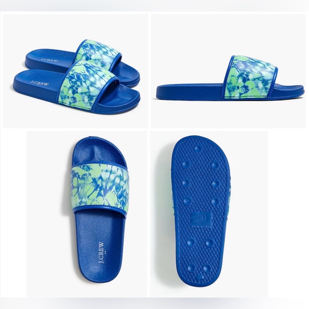 J. Crew shoes sandals - tie dye pool slides in cobalt blue